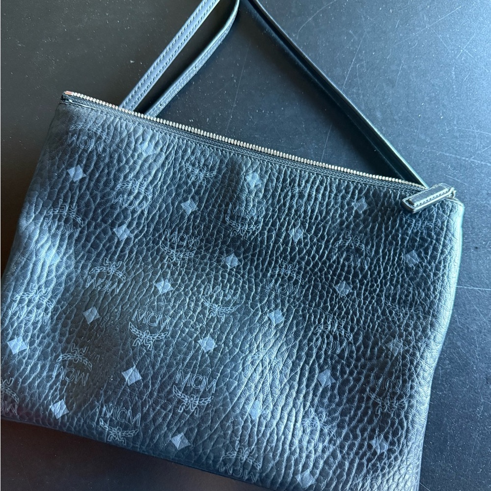 MCM Black Monogram Pebbled Leather crossbody